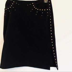 Versace Black Studed Skirt Side Split